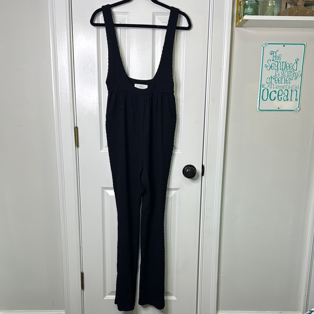 Lucca Couture Black Slim Fit Jumpsuit with Square Neckline